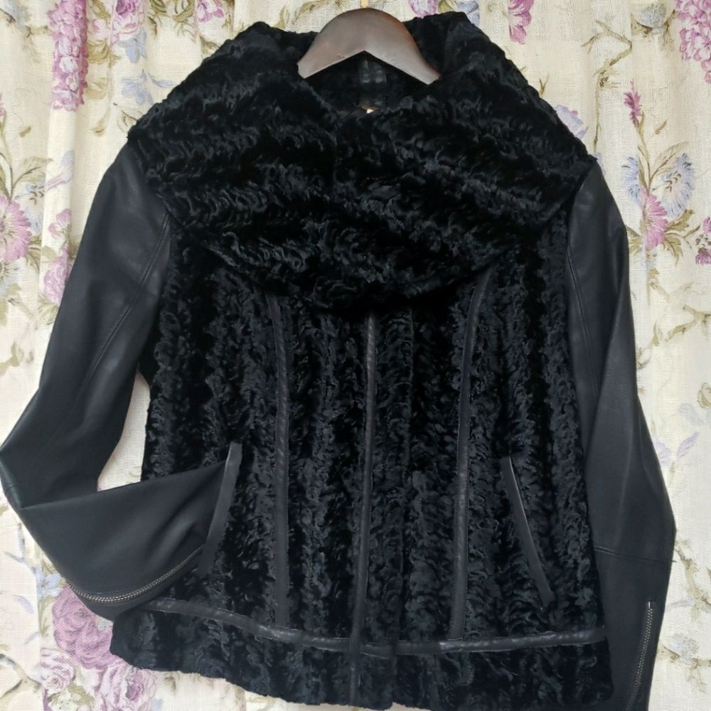 Free People Faux Leather and Fur Jacket - Size S